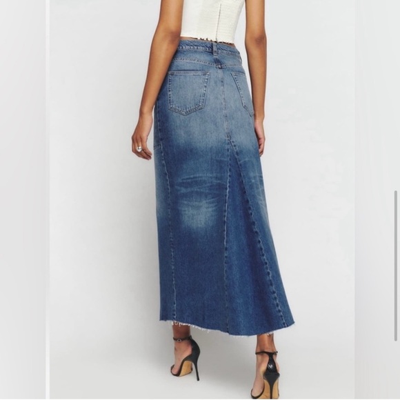 Reformation Tazz denim maxi skirt in hemlock, size 25, excellent condition. - Picture 6 of 8